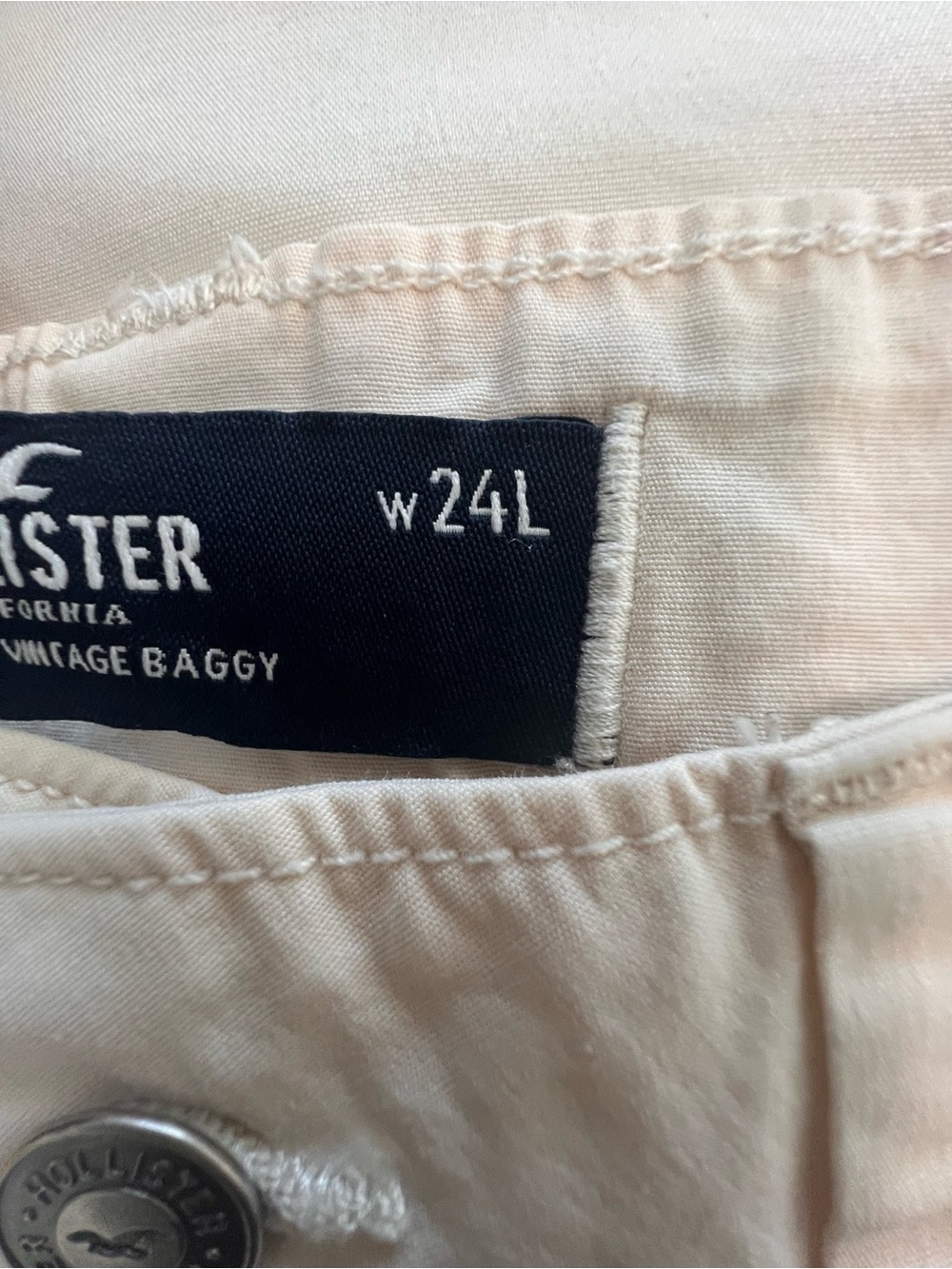Hollister Cream Wide Leg Cargo Pants Women’s 24 Long High-Rise Utility Trousers - Picture 6 of 9